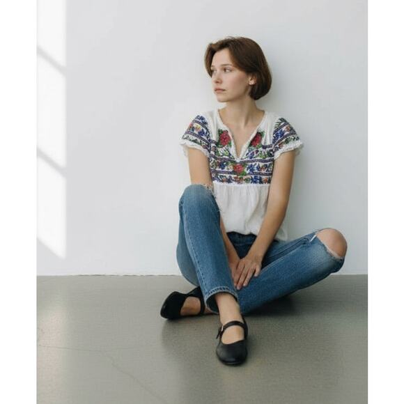 Anthropologie Vanessa & Virginia Embroidered Boho High Low Peasant Top Sz 6 - Picture 12 of 15